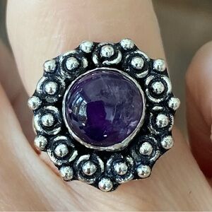 Size 6 Handmade Real Amethyst 925 Sterling Silver Ring